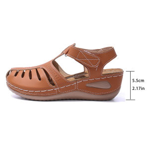 Free Shipping New 2026 Summer Wedge-Heeled Platform Sandals WomenS Shoes Plus Sizes With Visible Stitching Wedge Heel And Closed-Toe Design