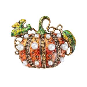 NALANILI Ngọc trai nhân tạo Trâm cài hình bí ngô Hoàn thiện men Làm thủ công Trâm cài áo Halloween Sang trọng Ghim cài áo men Nam Nữ