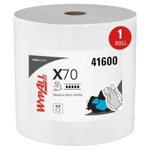 WypAll Power Clean X70 Medium Duty Cloths (41600) Jumbo Roll Long Lasting Performance White 1 Roll 870 Sheets brand is Wypall