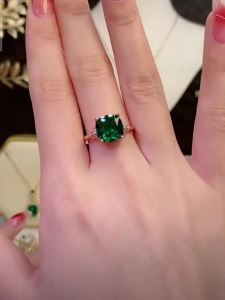 Cincin Zamrud Mewah Cincin Turmalin Hijau Emas Ros Perempuan Cincin Batu Permata Kristal Batu Giok Putih dan us