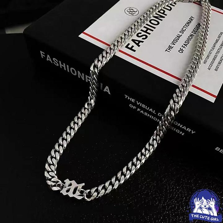 Hip Hop Wild M Letter Pendant Necklace Male Simple Cuban Chain