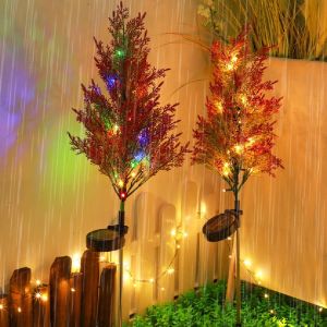 YOUYO Realistic Solar Pine Tree Lamp Waterproof Colorful Christmas Garden Floor Lamp Durable Ground Mounted Landscape Lawn Lamp Christmas Decoration