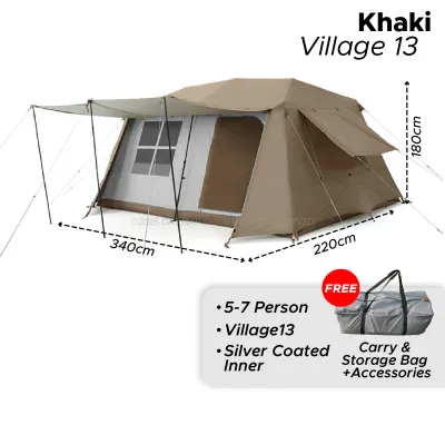 Khemah Camping Tent Waterproof Village-13 family Tent large 5-7 Person Kemah Besar Automatic Big outdoor