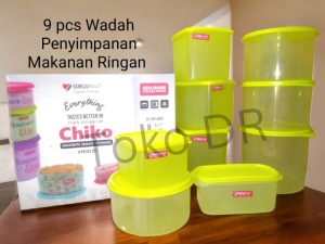 9 pcs Toples Set / Wadah Penyimpanan Makanan Ringan Plastik Tutup Kedap udara / Guna Bakti Unggul