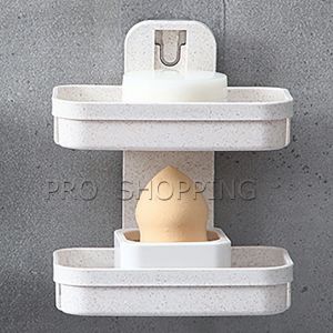 ที่วางสบู่ 2 ชั้น ติดผนัง กล่องสบู่ ชั้นวางของแบบติดผนัง ชั้นวางของพลาสติก Soap Box