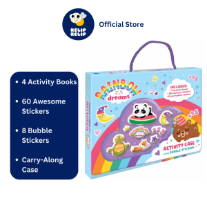 Rainbow Dreams Activity Book Case Stickers Mazes Colouring & Puzzles Gift Set For Kids