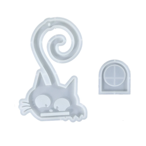 Kitten động vật bằng Silicone đứng khuôn mẫu Kitten Mặt dây Silicone khuôn mẫu với chủ cho tealight đứng nhựa Epoxy khuôn mẫu