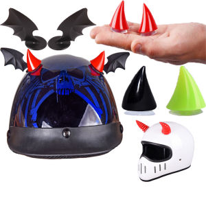 หมวกกันน็อคน่ารักตกแต่งปีศาจแตรมุมถ้วยดูดพลาสติกแตรนูเมตร รถจักรยานยนต์จักรยานอุปกรณ์เสริม Headwear 01