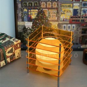 D126 Đèn Bàn Acrylic Hình Khối Nghệ Thuật – Thiết Kế Lồng Cầu Tròn Độc Lạ.Ánh Sáng Vàng Dịu Nhẹ.Món Quà Tặng Tinh Tế