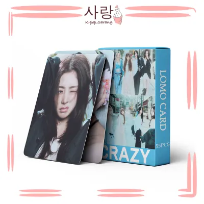 55pcs LE SSERAFIM《CRAZY》Blue Group LOMO Card Set Collection Kpop Chaewon Sakura Kazuha Eunchae Yunjin Photocard Kad Foto