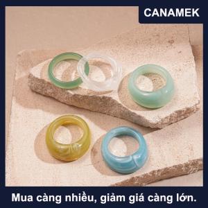 【CANAMEK】 5 6PCS đầy màu sắc Acrylic resin Nhẫn Set hình học vòng xếp chồng lên nhau vòng đơn giản cá tính Bohemian Nhẫn ngón tay đồ trang sức quà tặng