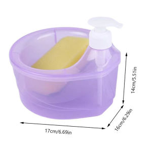 Multi Functional Detergent Press Box Round Liquid Soap Dispenser with Sponge Dishwashing Pump Bottle Container Kitchen Detergent Press Press The Automatic Soap Dispensing Box