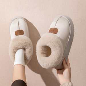 Free Shipping WomenS Cotton Slippers Suitable For Outdoor Wear Snow Boots High-Heeled Warm And Non-Slip Featuring A Bear Head Design And A Closed-Heel Style