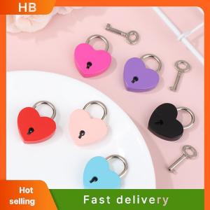 HB Heart Shape Padlock Luggage Hardware Locks W Lock For Jewelry Box Diary Book