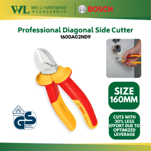 BOSCH 1600A02ND9 Professional VDE Diagonal Side Cutter 160mm/Cutter Plier/Diagonal Cutting Plier