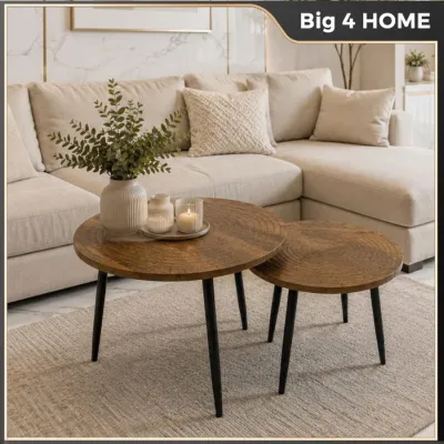 Meja Kopi Kayu Nordic Round Coffee Table Living Room Tea Table