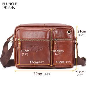 PIUNCLE Brand 100% Genuine Leather Men Designer Bags Messenger Shoulder Bag For Men Handbag For Laptop Crossbody Male Cross Body Bag Document Briefcase Multi Pocket Handbags Postman Brown Vintage Leather Briefcase Computer Leather bag Business Handbags