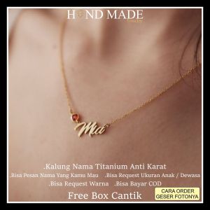 kalung nama titanium anti karat anak dewasa kalungnama aksesoris wanita necklace titanium aksesoris fashion