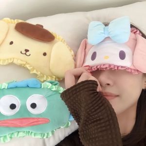 Sanrio Plush Sleeping Eyepatch Kawaii My Melody Cinnamoroll Kuromi Pochacco Light Blocking Eye Mask Travel Rest Eye Mask