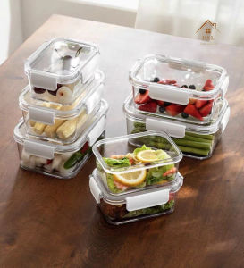 DXL Transparent Food Preservation Box Refrigerator Plastic Box Lunch Box Food Storage Box Fruit Box Sealed Locking Lid