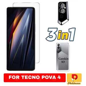 PROMO PAKET 3 INC 1 Tempered Glass TECNO POVA 5 / POVA 5 PRO / POVA 4 / POVA 4 PRO / POVA NEO 2 / POVA 3 2022 Anti Gores Kaca Clear