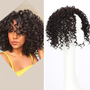 NBANLIKE Nối tóc Tóc giả ngắn xoăn tít kiểu Afro Phần giữa Kẹp vào Phụ kiện che tóc mỏng Liền mạch Tự nhiên Tóc mái giả dành cho phụ nữ da đen