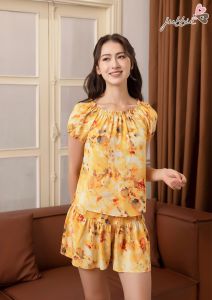 Đồ mặc nhà bộ short cổ nhún Jubbie 93126