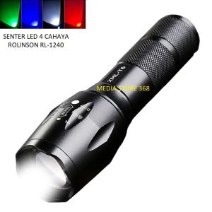 SENTER LED ZOOM 4 CAHAYA ROLINSON RL-1240 - CAHAYA PUTIH / MERAH / BLUE / HIJAU - ALUMINIUM ALLOY