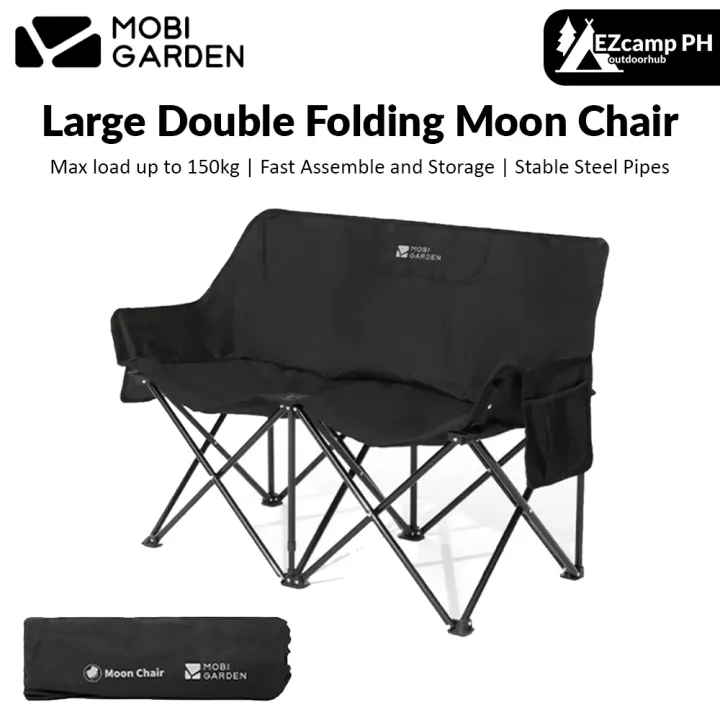 MOBI%20GARDEN%20Large%20Double%20Folding%20Moon%20Chair%20Outdoor%20Foldable%20Camping%20Easy%20Assemble%20Storage%20150kg%20Max%20Load%20Stable%20Steel%20Pipe%20Frame%20600D%20Oxford%20Portable%20Seat%20with%20Storage%20Bag%20Mobigarden%20-%20Image%202