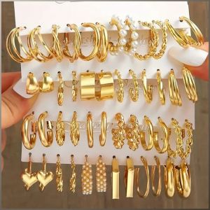 bộ khuyên tai nhân cách hoa tai hình dạng hình học phong cách thời trang vàng thực tế