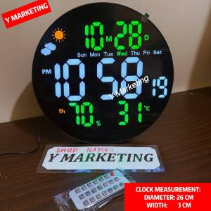 3853 Round Digital Alarm Clock with Weather Sign Display Or Wall Hang Alarm Clock