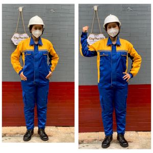 Quần Áo Bảo Hộ Lao Động  Xanh Phối Vàng Dài Tay  Quần Túi Hộp