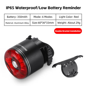 WEST BIKING Bike Light Bicycle Smart Brake Tail Light Rechargeable Waterproof MTB Rear Light Ultralight Long Battery Life Bicycle Warning Light