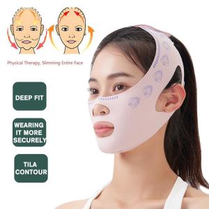 Masker Tidur Elastis Wajah V Pengencang Pengangkat Perban Bentuk Pelangsing Wajah Wanita Masker Dagu Ganda Antikendur Perban Lipatan Nasolabial Memudar