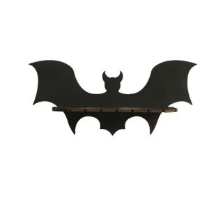 MIKE DUNBAR Creative Wooden Floating Shelves Black Bat-shaped Gothic Halloween Shelf Decorative Shelves Wall Mounted Jewelry Display Rack Home Decoration