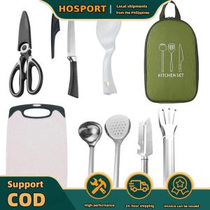 【HOSPORT】 8 Pcs Camping Cooking Set Portable Outdoor Camp Cookware Set Camping Accessories