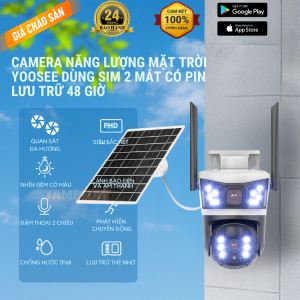 (Lỗi 1 đổi 1) Camera YOOSEE NEW 2026 năng lượng mặt trời 2 mắt ngoài trời có khe gắn sim 4G camera không cần điện và wifi tặng kèm sim