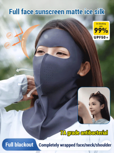 Womens UV Protection Full Face Sun Mask-New Facekini Neck Protection Mask with Ice Silk for Summer 全脸无痕护颈额头一体防晒面罩