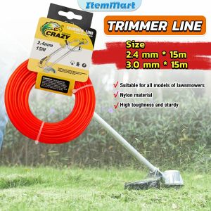 ItemMart Nylon Trimmer Line 2.4mmx15m 3.0mmx15m Round Shape Hole for Grass Cutter Garden Tools