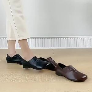 2026 Summer Vintage Chunky Heel Peep-Toe Sandals For Women Soft Sole Comfortable For Outdoor Wear Half-Slipper
