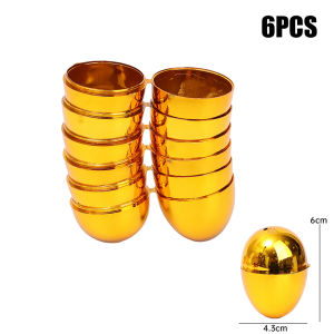 6/24pcs Easter Filling Eggs Golden Easter Decoration Kids Toys Eggs Easter Candy Chocolate Gift Packaging Box DIY Party Home Decor