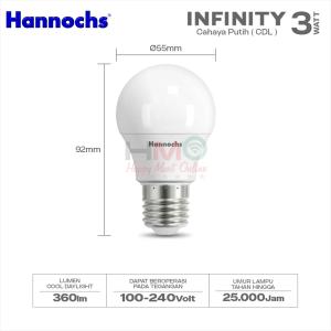 Hannochs Infinity Lampu Bohlam LED Infinity 3W 5W 8W 10W 12W 15W Watt Cahaya Putih Terang Garansi 2 Tahun Resmi 6500 K