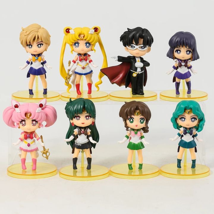 Figurines Sailor Moon Assises - Lot De 5 Personnages (Usagi, Mercure, Mars, Vénus, Jupiter) En PVC - 13 Cm - Décoration Collection - 7