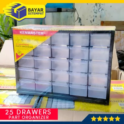 Kenmaster Organizer Rak Susun Drawer 25 Slot Kotak Spare Part Elektro Komponen