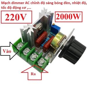 Mạch Dimmer Công Suất 2000W Điện Áp 100-200V Dùng Điều Khiển Tốc Độ Động Cơ/ Độ Sáng Bóng Đèn