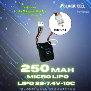 Micro Lipo RC Battery 2S 7.4V 10C 250MAH BLACK CELL Mini Electric Modul PCB