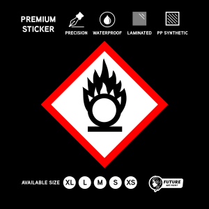GHS Oxidizer Sticker Safety Label | Oxidize Chemical Hazard Warning Sign | Workplace Compliance | Oxidation