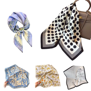 Fashionable Square Scarf 70x70cm Neckerchief Women Headband Neck Wrap Bandana Decorative Bag Strap Wristband Accessory