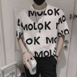 Summer thin section 2022 new personality niche design half-sleeved short-sleeved mens fashion brand all-match slim top