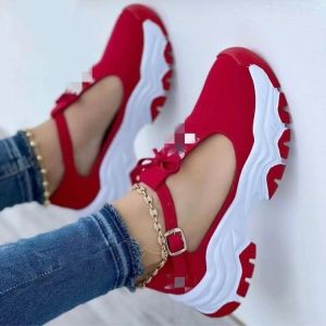 Free Shipping New Autumn Collection Of Women’S Single Shoes: Thick-Soled Single-Strap Hollowed-Out Color-Blocked And Available In Plus Sizes
